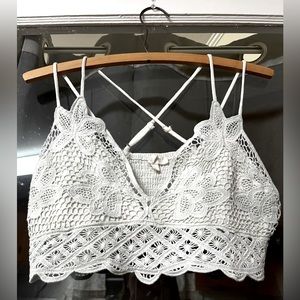 White & Gray Crocheted Floral halter